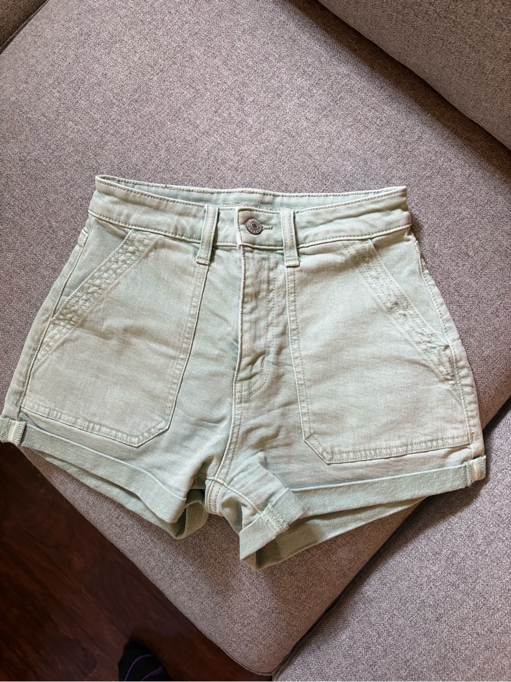 American Eagle Outfitters High-Waist Sage Green Utility Shorts